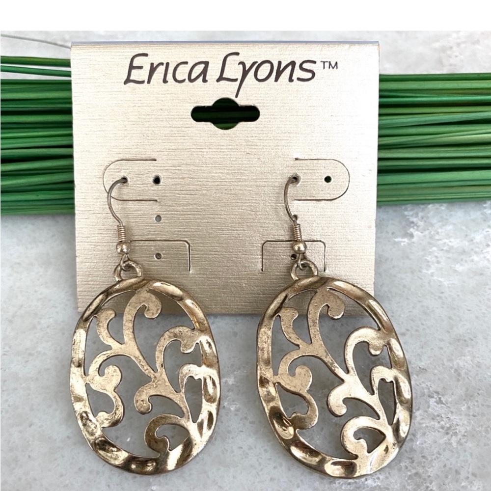Erica Lyons Gold Oval Earrings Trending NEW NWT